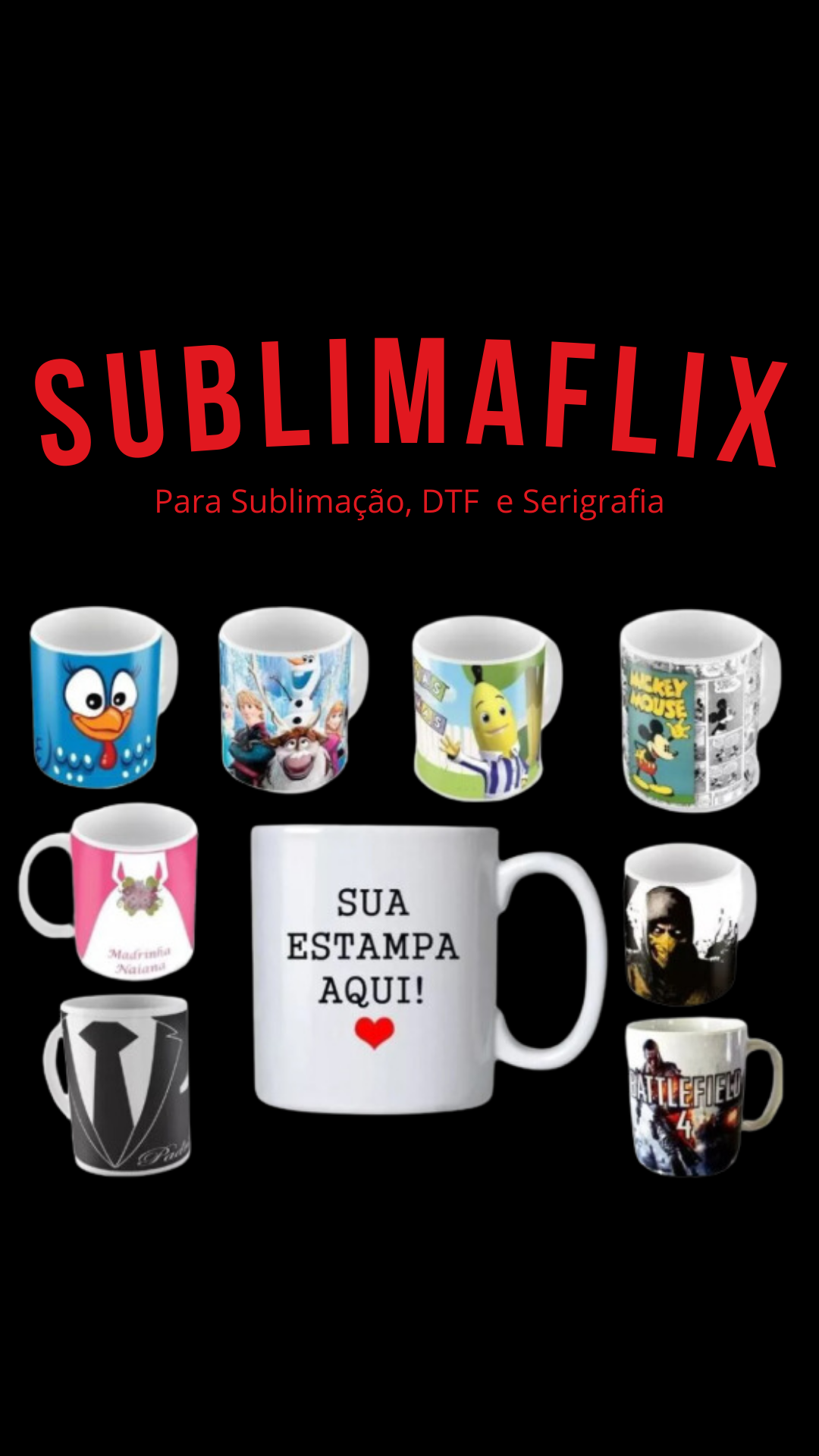 Pack Sublimaflix de canecas personalizadas